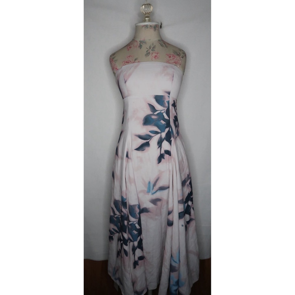 Abercrombie Godet Clasp Back Midi Dress Floral Purple XS Petite Ethereal NWT